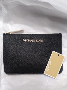 NWT Jet Set Travel Small Saffiano Leather Coin Pouch Black
